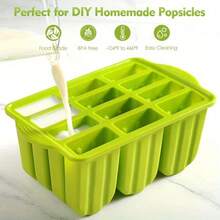 Homemade Popsicle Maker - 12-Cavity Silicone Mold With Lid, 50 Sticks/Bags/Ties + Tools - Foldable, Easy To Use - Ideal For Summer Parties & Gatherings - Green - View 5