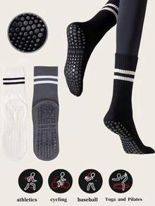 10 Pairs Non-Slip Pilates Socks, Women's Pilates Non-Slip Socks, Pilates Sticky Socks, Yoga Non-Slip Socks, Black White Pink Sports Socks - Multicolor - View 2