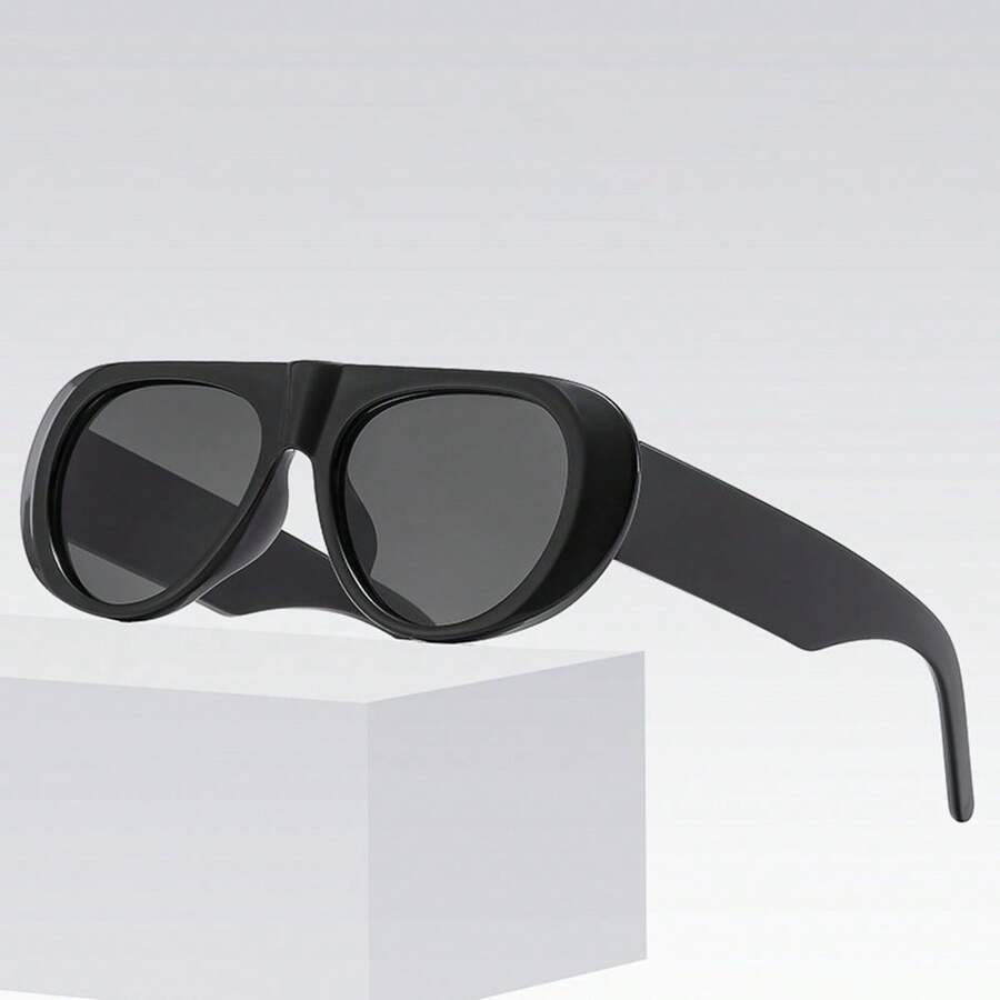 1 Pair Oversized Retro Fashion Glasses, Simple & Fashionable, Versatile Unisex Design