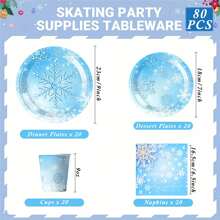 Zestaw 10/20/80 szt. dekoracji na imprezę w kształcie płatka śniegu, zawiera talerze imprezowe 7/9 cala, serwetki, kubki, odpowiednie na przyjęcie urodzinowe, spotkania rodzinne, piknik na świeżym powietrzu, wesele, ceremonię zaręczynową