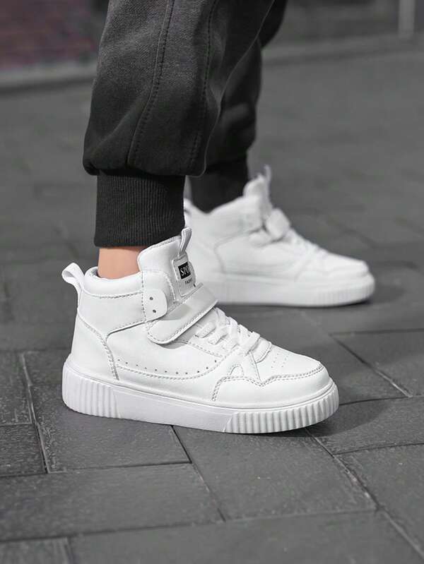 Zapatillas blancas de caña alta de Teenagers, ligeras y cómodas, antideslizantes, atléticas, impermeables y transpirables para todas las estaciones, resistentes al desgaste Ver para correr, versátiles y de moda para estudiantes unisex, adecuadas para actividades en interiores/exteriores, días escolares, uso diario