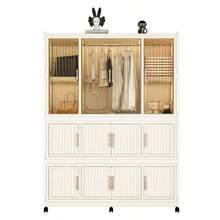 Portable Wardrobe Closet Storage Organizer For Clothes,Clothes Dresser,12 Magnetic Doors-12 Cubes & 1 Hanging Rod,6 Pcs Hangers , Baby Wardrobe Storage Cabinet,White - Creamy White - View 6