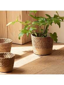 1 chậu trồng cây đan bằng cỏ biển tự nhiên phong cách Bắc Âu mới, chậu cây mây, giỏ hoa trang trí nhà cửa, chậu trồng cây đa năng trong vườn (Kích thước thực tế có thể thay đổi đôi chút) - Nhiều màu - Xem 4