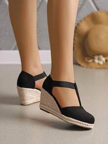 Fashionable & Versatile Silver Breathable Bowknot Strap High Heel Pumps - Black - View 4