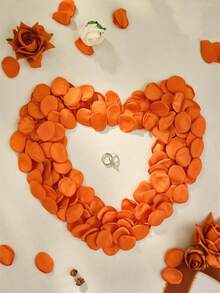 50/100/300/500/1000片装丝绸玫瑰花瓣，婚礼花瓣，橙色花瓣，人造玫瑰花瓣，仿真花瓣，求婚篮装饰，走道装饰，新娘送礼会餐桌装饰，万圣节派对花瓣，秋季装饰 - 橘色 - 查看 5