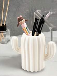 1 pieza Organizador de escritorio con forma de cactus, caja de almacenamiento, decoración linda con cactus, ideal para bolígrafos, lápices, útiles escolares, papelería, estuches, equipo de oficina, artículos escolares, notas, decoración Kawaii, vuelta al cole - Multicolor - Ver 10