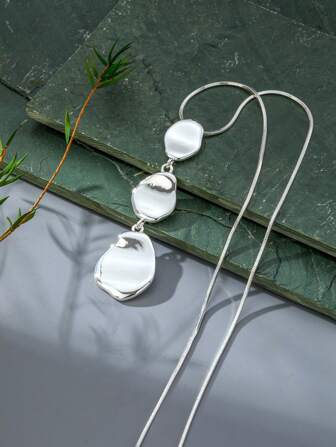 1 pièce Collier pendentif en métal plat simple en alliage de zinc, mode. Convient pour les femmes comme accessoire de bijoux pour un port quotidien, cadeau
