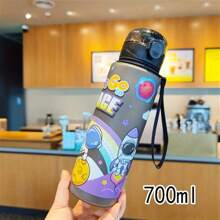 1 pieza Botella de agua de 700ml con diseño de astronauta, linda y duradera, portátil con asa, a prueba de fugas con tapa, adecuada para deportes, fitness al aire libre, juegos, fiestas, escuela, campamento, vacaciones, regalos de cumpleaños, Halloween
