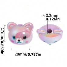 10pcs Random Colorful Acrylic UV-Plated Cute 3D Cat Head Beads, Suitable For DIY Phone Straps, Accessories, Jewelry Making - Multicolor - View 6
