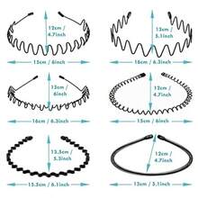 MMetal Headbands For Men Fashion Headband For Women Unisex Wavy Hair Bands Outdoor Sports Head Bands Simple Elastic NonSlip Hair Accories 6 Pack 5001 - A-New6件 - 查看 3