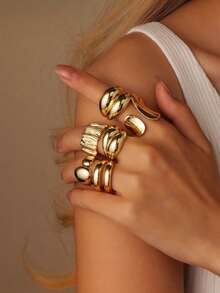 1枚简约不锈钢花朵开口戒指，适合女性日常、节日、派对佩戴，也可作为母亲节礼物 - 花朵 - 查看 11