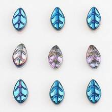 50 件/包 7*11 毫米中心孔小叶形电镀彩色玻璃珠，DIY 珠宝制作配件，适用于工艺品、鞋子、帽子、包包、钥匙扣、手机装饰、发夹 - 7*11mm小樹葉 - 查看 10