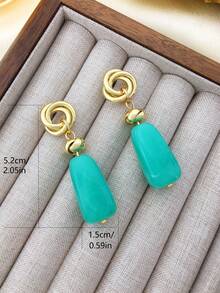 1对女士时尚波西米亚几何夏季金色螺旋花朵同心圆熔岩树叶仿珍珠树脂吊坠耳环 - drop earrings B - 查看 3