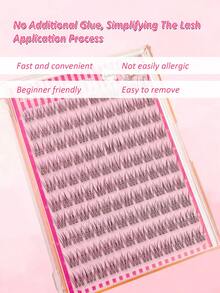 Rikuaild 120/240/360片自粘式假睫毛簇，12毫米混合长度套装，蓬松单根假睫毛DIY嫁接套装，预粘自然纤长C型卷翘睫毛簇，无需胶水，无需卸妆即可佩戴。 - C - 查看 2
