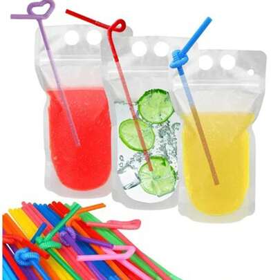 100 bolsas verticales para bebidas congelables con sello, 500 ml, para envasado de alimentos y bebidas