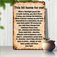 8"X12" Vintage Metal Wall Plaque With "This Hit Home For Me!" Inspirational Quote - Waterproof & Weatherproof Rustic Decor For Man Cave, Garage, Bar, Cafe, Farmhouse - Black Retro Home Decor Gift, Distressed Finish, Highquality Finish, Decorative Sign, Cafe Owners