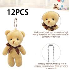 1/6/12 件迷你熊 4.7 英寸熊娃娃散装柔软迷你毛绒动物，适合 DIY 钥匙链，适合毕业日婴儿洗礼婚礼派对礼物。