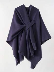 1pc Men's Solid Color Faux Cashmere Shawl Scarf Cloak, Versatile Style, Warm Wrap, Unisex High-End Design - Multicolor - View 9