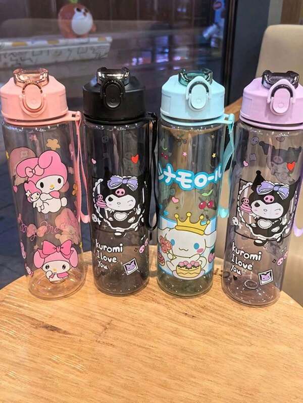 Sanrio 1 pièce Tasse d'eau transparente hello kitty 500/800ml, tasse d'eau Anime Kawaii Kuromi, My Melody, Cinnamoroll. Cadeau parfait pour les boissons d'été et la commodité des voyages (certaines pièces peuvent être aléatoires)