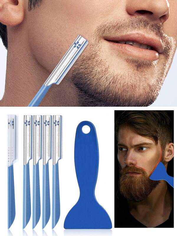 6 Stück Augenbrauenrasierer, multifunktionaler Augenbrauenrasierer, mit Schutzabdeckung, Rasierklinge, Make-up-Entferner und Haarentferner, Körperhaartrimmer, Peeling- und Dermabrasions-Tool, rostfreier scharfer Augenbrauenrasierer mit Präzisionsabdeckung, Silber, verwendet für überschüssige Haare wie Augenbrauen, Lippen und Beine, sanft und effektiv, Augen-Beauty-Tool-Set, kratzfester Augenbrauenrasierer, fortschrittlich und Augenbrauenrasierklingen, speziell für Anfänger 5/1 Stück