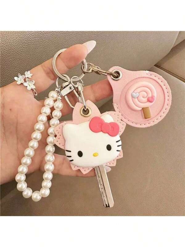 Sanrio 1 pièce Porte-carte mini porte-clés mignon de dessin animé Sanrio Hello chat, protecteur de carte, étui rond pour carte, convient pour les cadeaux d'Halloween, de Noël, de remise des diplômes, la décoration de la maison, les cadeaux pour la petite amie, les petits cadeaux, les faveurs de fête, les cadeaux d'anniversaire pour les amis, les cadeaux de remise des diplômes pour les camarades de classe, les fournitures scolaires, les accessoires de voiture porte-clés Goth Y2k