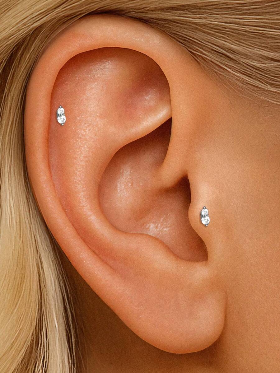 EleRunis 1 件 925 纯银精致爪镶耳钉 18K 镀金耳钉耳骨耳屏穿孔防过敏耳环珠宝礼物适合女士女孩日常佩戴婚礼派对订婚