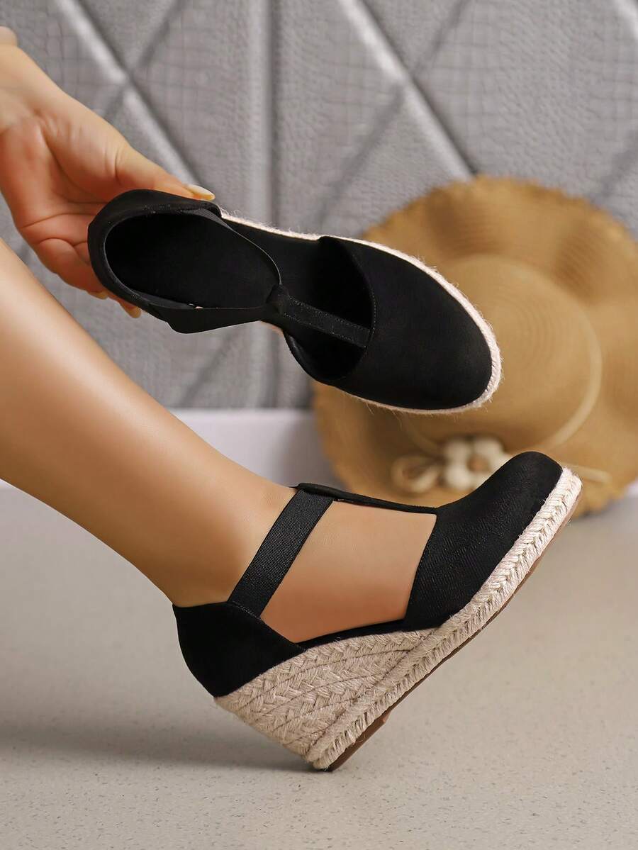 Fashionable & Versatile Silver Breathable Bowknot Strap High Heel Pumps - Black - View 1