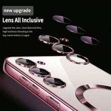 Funda magnética transparente compatible con MagSafe para Galaxy A06 A16 A26 A36 A56 S25 Ultra S24 Ultra S25 FE, con protector de lente de cámara incorporado, revestimiento de lujo de TPU suave y transparente a prueba de golpes, delgada y fina, para iPhone 17 16 15 14 13 12 11 Series, 17 Pro Max, Funda para Apple 17 Pro Max con MagSafe