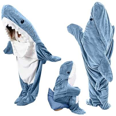 Shark Blanket Hoodie Cozy Flannel Shark Sleeping Bag Sofa Bed Blanket