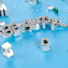 26pcs Silver-Plated English Alphabet Charm Beads, Elegant Fashion Jewelry For Bracelet Necklace, Birthday Gift For Mom, Women, Family