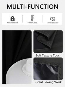 1pc Blackout Curtain, Solid Color With Coating Insulation Lining, Top Hooks Design, Heat Insulation & Blackout, Suitable For Living Room, Bedroom, Balcony, Etc. - Multicolor - View 7