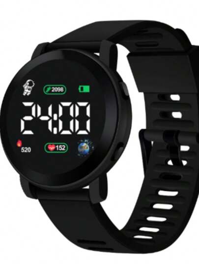 1件简约时尚休闲日常优雅学生LED宇航员手表，户外运动电子圆形腕表，夏季毕业、情人节、生日礼物