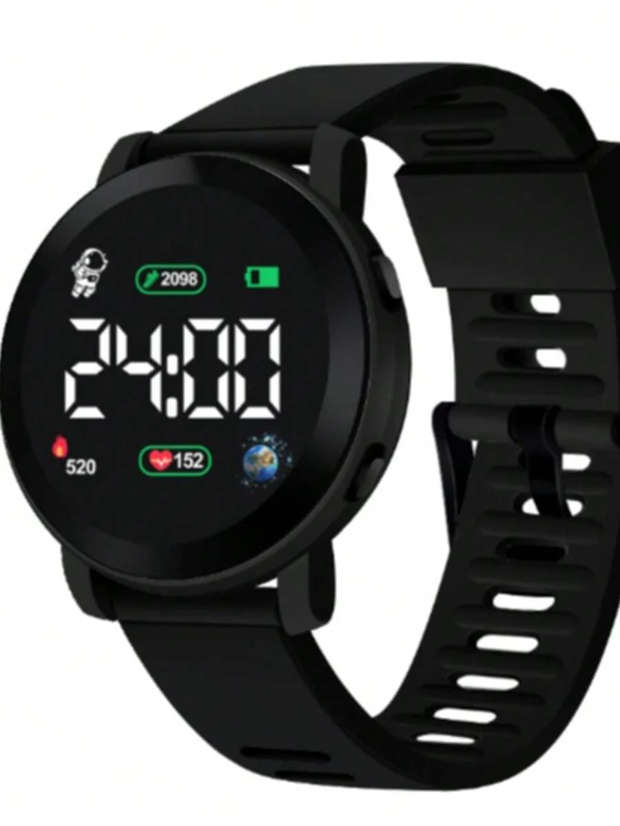 1件简约时尚休闲日常优雅学生LED宇航员手表，户外运动电子圆形腕表，夏季毕业、情人节、生日礼物 - 彩色 - 查看 1