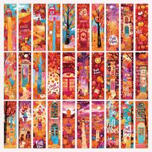 SCXXBSW 30 件秋季书签，可爱防水卡通书签，用于装饰 DIY 书签，如书籍、艺术书籍、笔记本等，用于学校用品，返校 - 彩色 - 查看 5