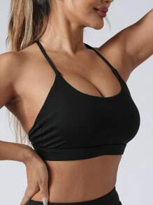 1pc Minimalist & Elegant Stretchy Yoga Fitness Bra For Women