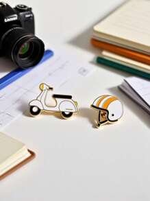 Broșă în stil campus pentru tineret, drăguț desen animat, cască de motocicletă, rucsac, set de broșe, insignă emailată, accesorii, cadou pentru sezonul școlar, înapoi la școală, accesorii în stil Ins, accesorii de birou, cămăși, jachetă, bijuterii de Crăciun și Halloween