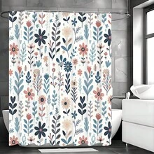 1 rèm tắm chống thấm nước bằng polyester họa tiết hoa, thiết kế kiểu nhà nông thôn, có thể giặt máy, kèm 12 móc treo, trang trí phòng tắm mộc mạc, vải không lót dùng được cả bốn mùa, họa tiết hoa dại, chống thấm nước và chống nấm mốc, có thể giặt máy, chất liệu polyester nhẹ và thoáng khí, màu sắc có thể hơi khác do ánh sáng - Trang trí phòng tắm nghệ thuật - Nhiều màu - Xem 7