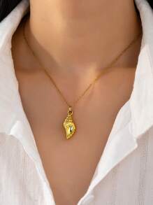 1 件女士贝壳海螺装饰吊坠链项链，春夏度假海滩风项链首饰