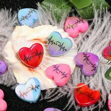 10 Pcs Electrocardiograms Designed Printed Heart-Shaped Beads - Creative DIY Fountain Pens, Pendant Beads, Bracelets, Necklaces, Keychains, Earrings, Craft Items, The Perfect Valentine's Day Gift - Mixed Colors - View 10