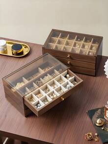三层首饰盒，木质首饰收纳盒，亚克力首饰收纳盒，复古风格首饰收纳盒，抽屉式首饰盒，化妆品收纳盒，首饰展示架，可展示戒指、耳环、项链、手镯，母亲节礼物，伴娘礼物，生日礼物，朋友和老师礼物，女士理想礼物，化妆包，化妆袋，首饰盒，收纳袋，化妆刷架，化妆刷收纳盒，香水收纳袋，化妆包，女士礼物，圣诞礼物，女士礼物创意