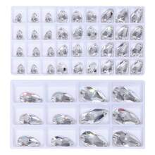 Handmade Double-Hole Teardrop Shaped High-Quality Glass Rhinestones Cabochons, Multi-Sizes & Colors For DIY Clothing, Home Decor, Jewelry Making - Multicolor - View 8