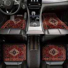4pcs Bohemian & European Retro Pattern Car Floor Mats - Universal Fit Polyester Front & Rear Seat Car Mats - Suitable For Sedan, Saloon, SUV, Van All-Weather Vehicle Interior