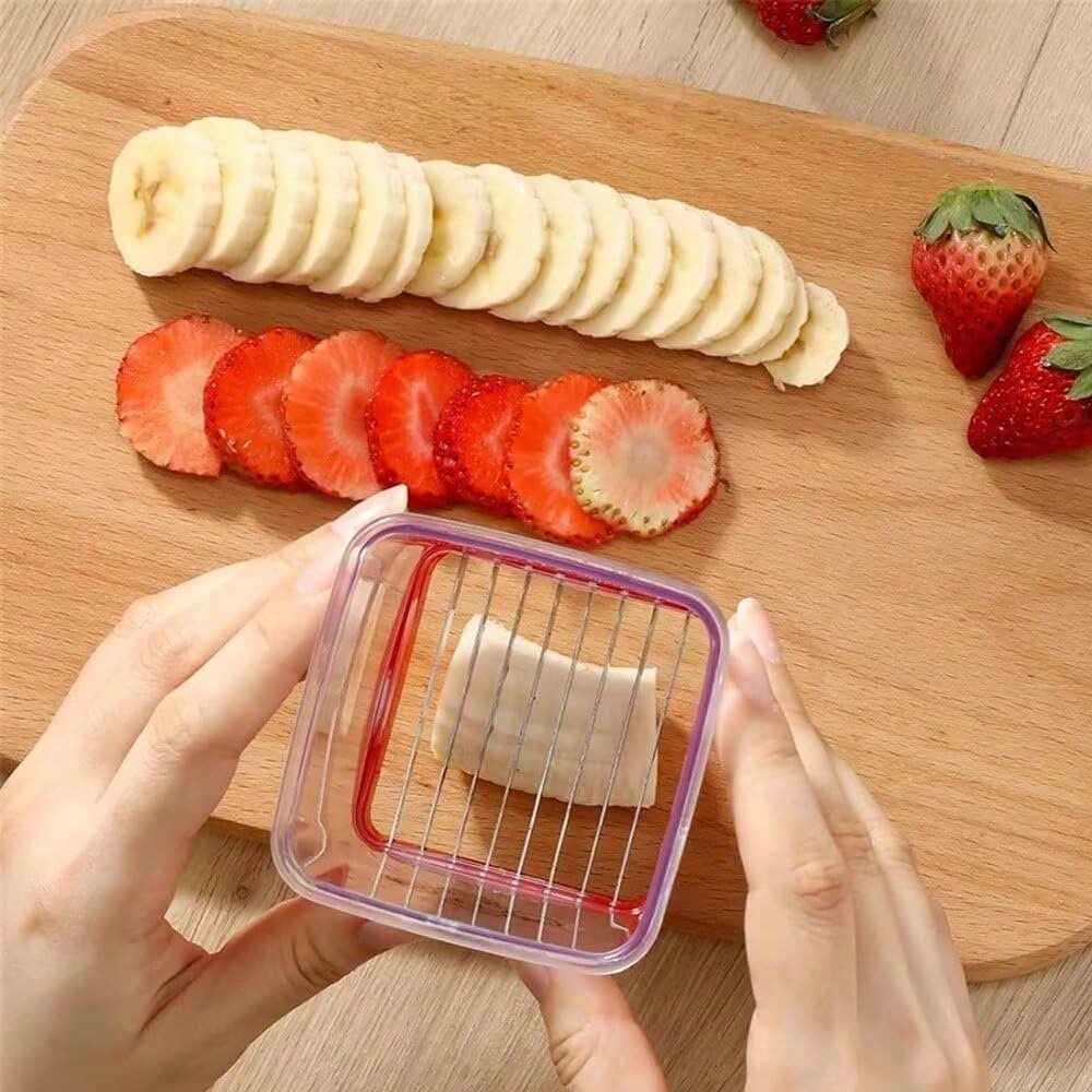 Fruit Slicer Cup, Speed Cutter For Strawberry Banana Grape Egg, Stainless Steel Vegetable Cutting Kitchen Gadget, Kitchen Portable Slicing Tool_voghion.com