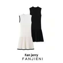 ZR European And American Style Women's Clothing Fashion Round Neck Slim Casual Knitted Sweater Sleeveless Dress Short Skirt