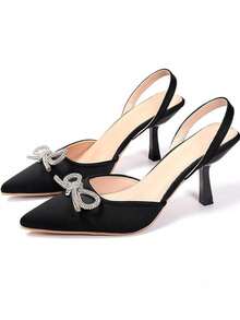 Women's Black Square Toe Stiletto High Heel Sandals, Stylish Versatile Sexy Formal Party Dress Shoes Valentines - 黑色 - 查看 1