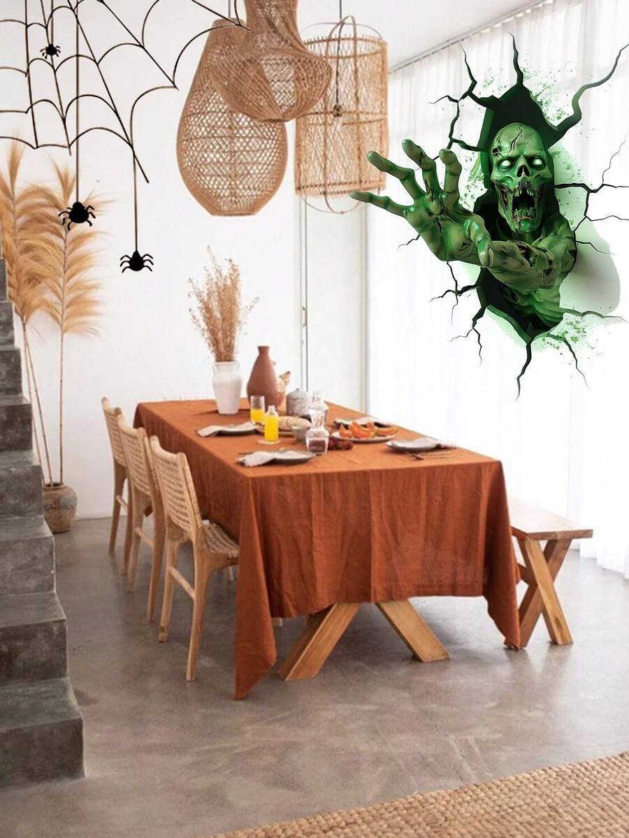 1/24pcs Halloween Solid Color Linen-Like Table Cloth, Modern Minimalist Nordic Style Home Textile Dining Table Mat - Orange - View 1