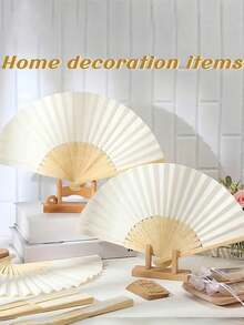 3/15/30 piezas Elegante Set de abanicos blancos, que incluye etiquetas de agradecimiento y bolsas de regalo, abanico de mano de bambú nupcial, adecuado para regalos de damas de honor y decoraciones de boda, perfecto para fiestas y eventos, accesorio de verano perfecto - Multicolor - Ver 8