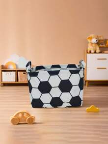 1 chiếc giỏ đựng quần áo gấp gọn bằng vải bạt cho phòng trẻ em họa tiết bóng đá màu đen và trắng có tay cầm, hộp đựng đồ chơi, dễ thương và nhẹ, thích hợp cho gia đình, trẻ em, phòng trẻ em (Hướng họa tiết ngẫu nhiên) - Đen và trắng - Xem 8
