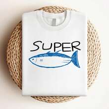 180g pure Cotton Super Tuna Jin T-Shirt Versatile graphic Unisex Casual Print Round Neck Short Sleeve Stretched For Women designer clothes Soft Stylish fashion Top For Everyday Wear Breathable Slightly Summer Comfortable streetwear homme - Blanco - Ver 3