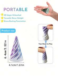 1 pieza/2 piezas Juguete reversible en espiral cónico cilíndrico impreso en 3D, Juguete giratorio de estructura en espiral para escritorio, regalo de fiesta de cumpleaños, accesorio para adolescentes, juguete antiestrés de giroscopio - Multicolor - Ver 6